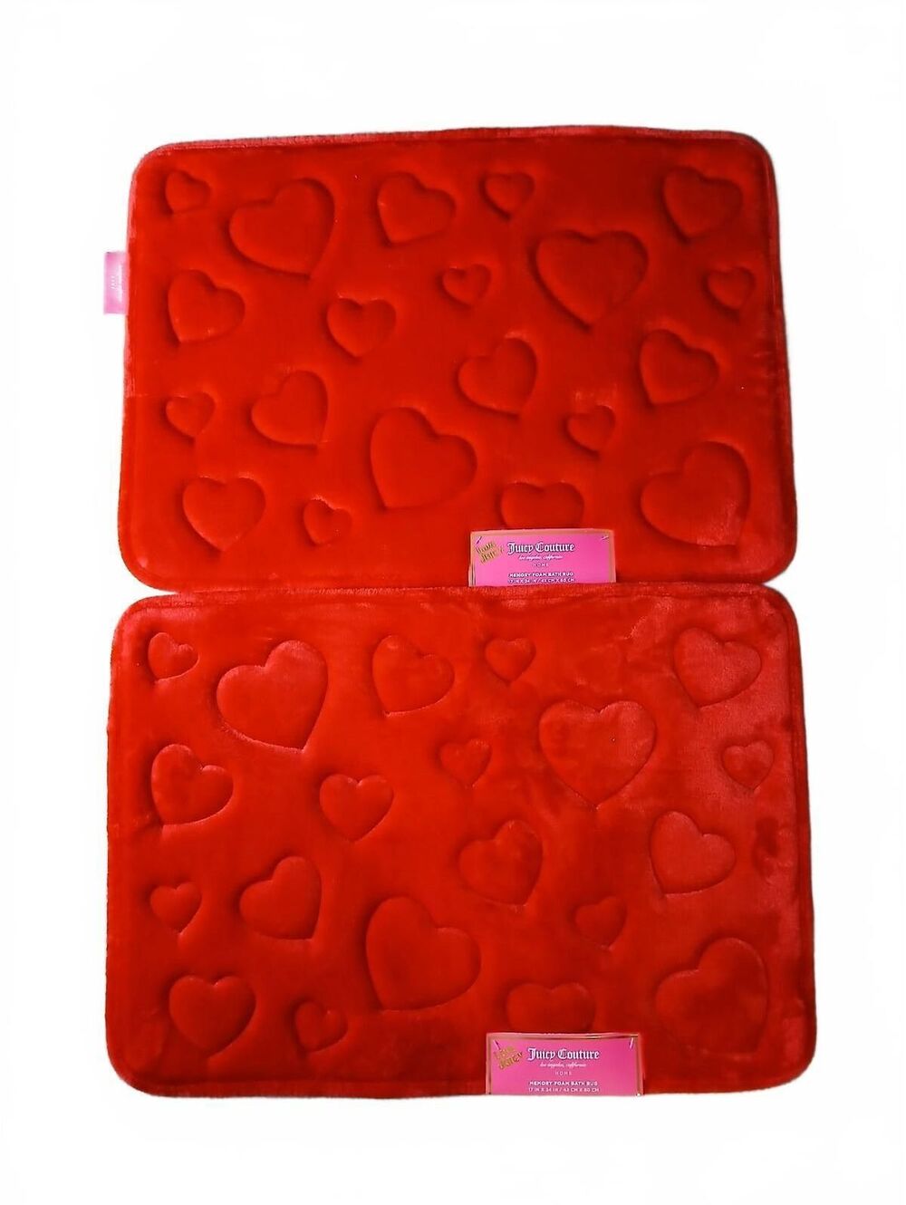 Juicy Couture 2 Pc Memory Foam Bath Rug Set Red Hearts NWT Love Juicy
